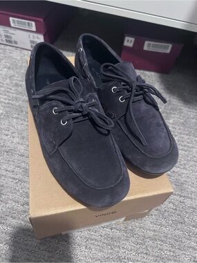Vince Suede Navy Boat Shoes
